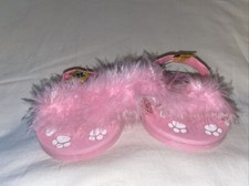 Build a Bear Pink Slippers Sandals with White Paw Prints