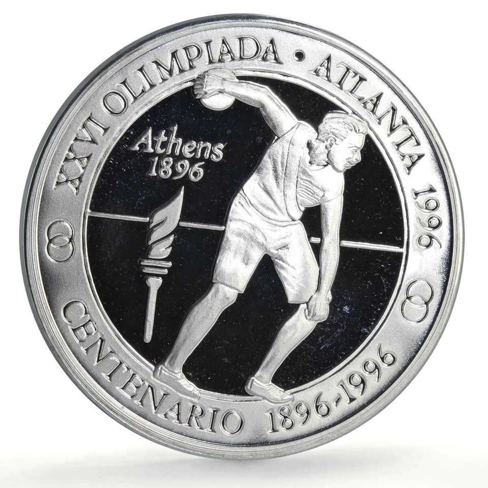 Peru 20 soles Atlanta Olympic Games Discus Thrower Piefort silver coin 1996 - Image 3 of 4