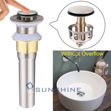 Bathroom Sink Pop Up Drain Brushed Nickel Vessel Basin Stopper with No Overflow