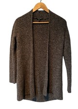 Eileen Fisher grey boucle open front cardigan small