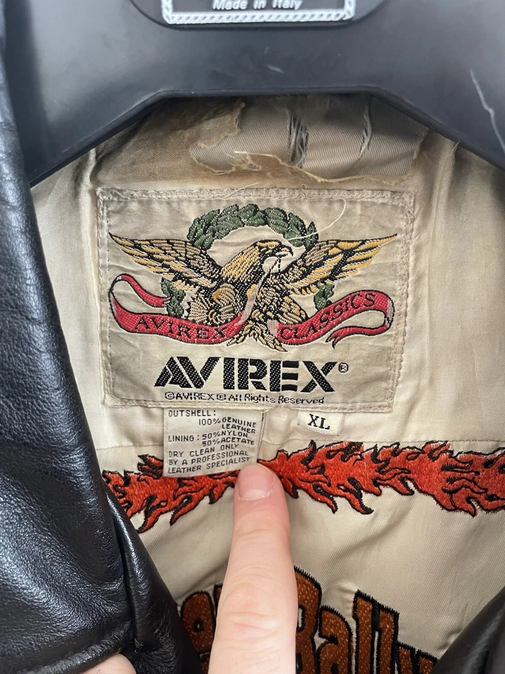 Vintage Avirex Leather Jacket Size L Tattoo Black Jacks - Imagen 3 de 4