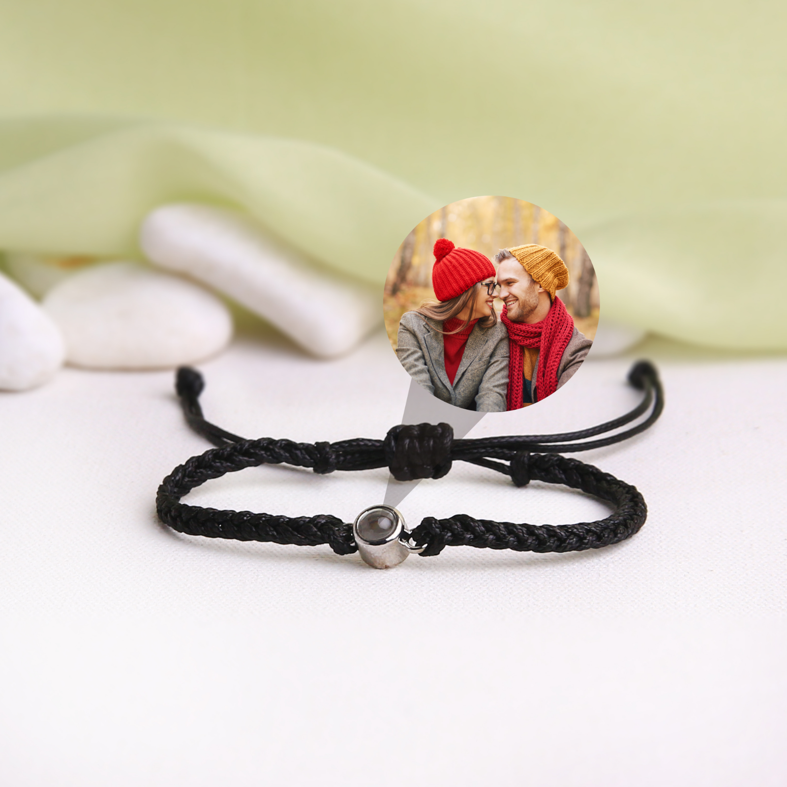 Personalized Photo Projection Rope Bracelet • Pet Loss Jewelry • Gift for Couple