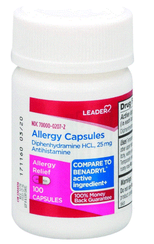 (3PK) Leader Allergy 25 mg Antihistamine, 100 Capsules 096295141832VL