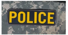 Milspec Monkey MSM Morale Patch - POLICE - 6 " x 2 " - Small Size PVC - GOLD