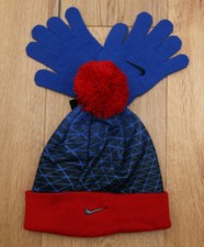 Nike Youth Boy Hat Gloves Set Blue, Red Black