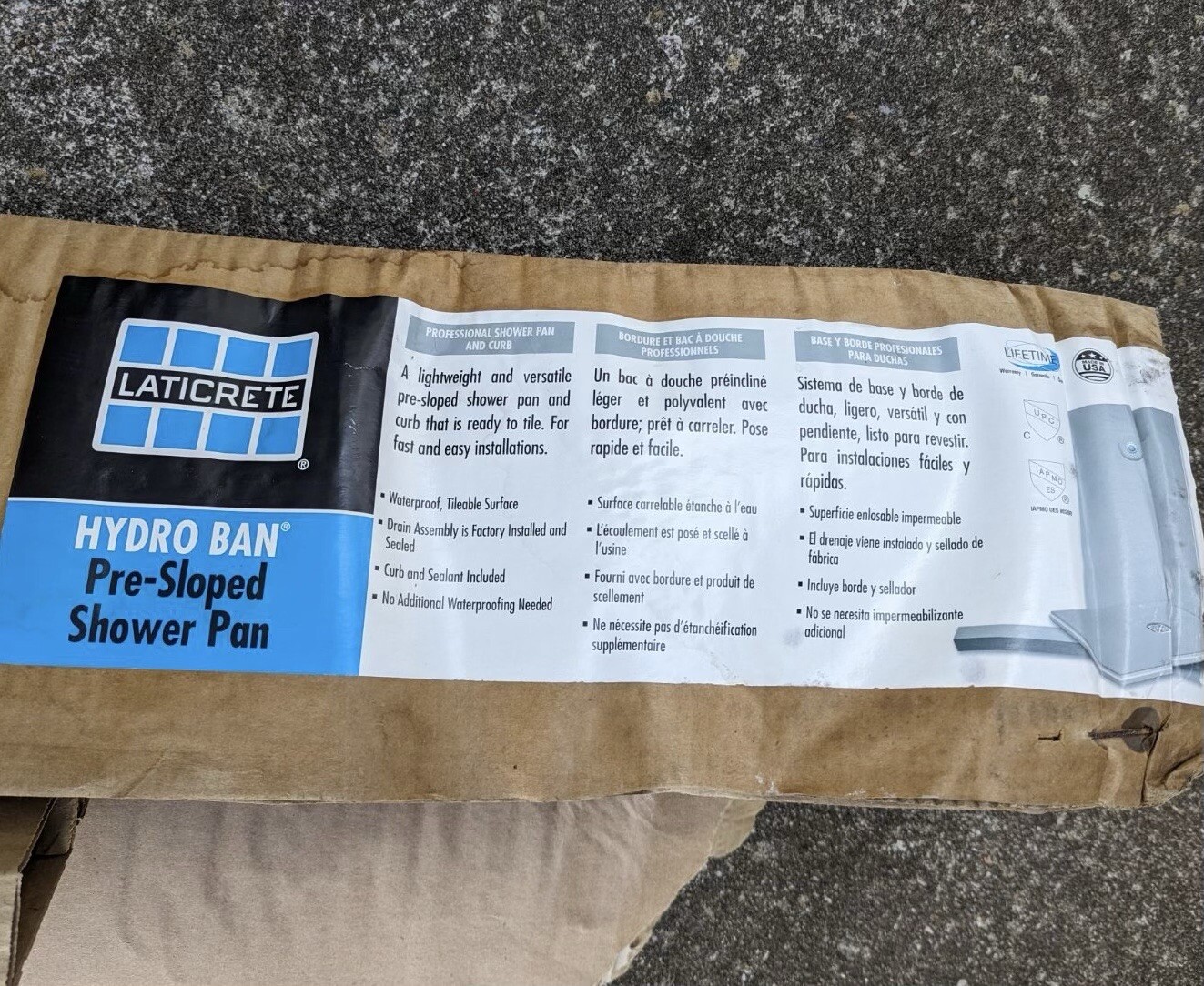 SHOWER PAN Laticrete Hydro BAN PRESLOPED eBay