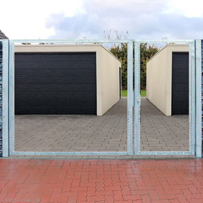 Einfahrtstor 350x180cm 2 Flügel Asymmetrisch Verzinkt ohne Füllung Tor