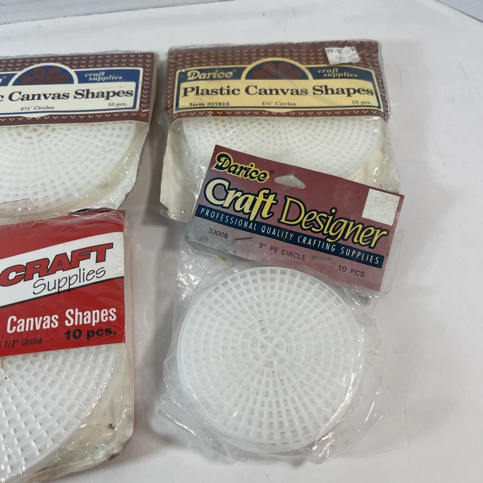 Darice PLASTIC CANVAS SHAPES Lot of 7 Full Packs Circle-Square Needlepoint 4 1/4 - Image 3 of 4