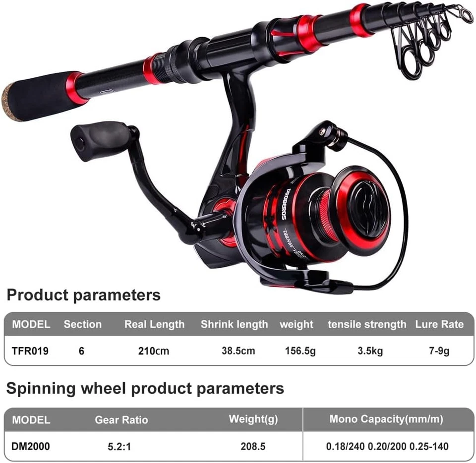 Fishing Rod and Reel Combo, 6.9ft Carbon Fiber Telescopic Fishing Pole with Spin - Image 3 of 4