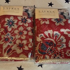 Lauren Ralph Lauren 2 Euro Pillow Shams Floral Red Beige Blue 26x26 rare