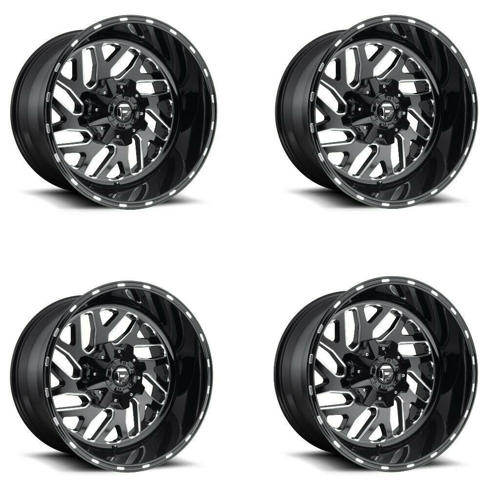 Image of Set 4 22" Fuel D581 Triton Black Milled Rims 22x10 5x4.5 5x5 -18mm Truck Rims