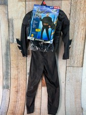 Batman Dark Knight Muscle Chest Costume Kids Small 4-6 Jumpsuit Cape Belt Mask