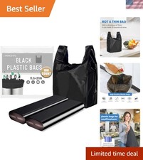 Black Plastic Grocery Bags, 100 Pack, 11.5'x 6.5" x 21', 22 Pound Capacity, H...