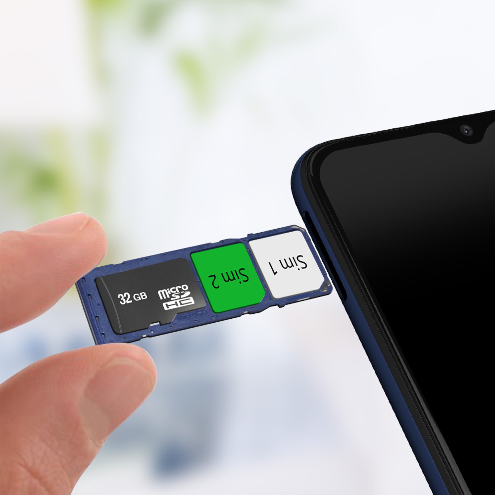Support SIM bleu Galaxy A03s double emplacement pour puce réseau stable - 3