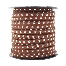 20 Yards Dark Brown Studded Faux Suede Cords Leather Trims - Flat Vegan Leath...