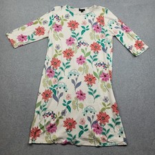 J. Jill Wearever Collection Dress Womens Medium Ivory Floral Rayon Spandex Knit
