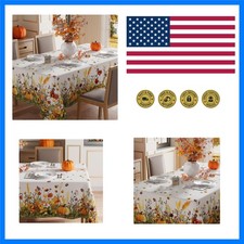 Fall Wild Flowers Pumpkin Rectangle Tablecloth Decorations 60x84 Inch Washa...