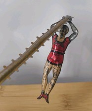 Antique Lehmann Tin Penny Toy Climbing August Acrobat, Germany 1890s. RARE.Works