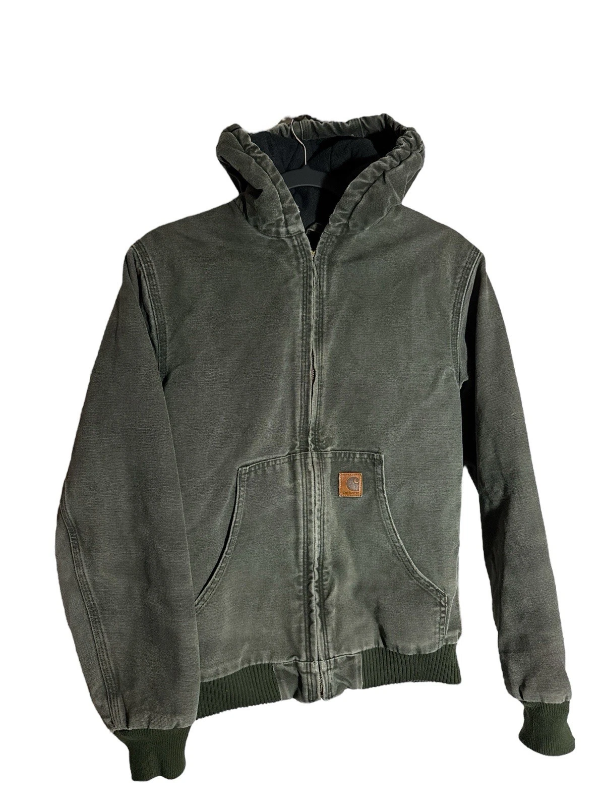 Carhartt Sandstone Jacket Quilt Lined Youth XL 14/16 YYJ130 MOS Moss Green Flaw