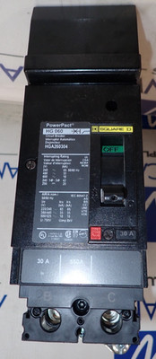 Square D PowerPact I Line Breaker HGA260304 2 pole 30 Amp 35kA @ 480VAC - TESTED