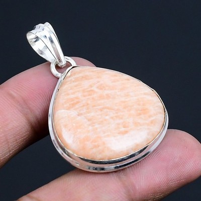 Orange Aventurine Gemstone Handmade 925 Sterling Silver Jewelry Pendant 1.85''