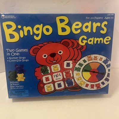 New Learning Resources BINGO BEARS Number & Color/Size 2-4 Player Age 4+