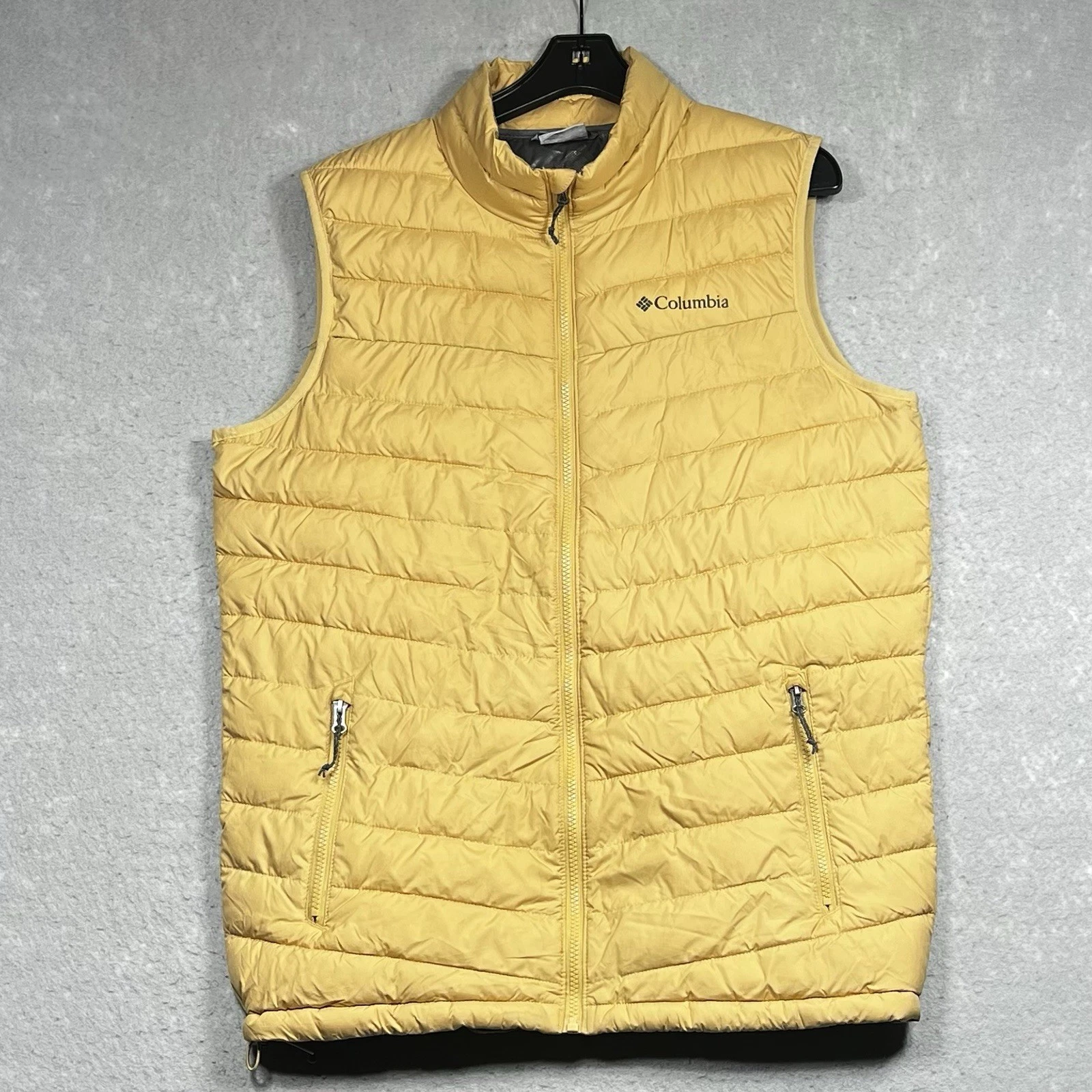 Columbia Slope Edge Puffer Vest Mens Medium Beige Omni-Heat Vest Full Zip Pocket