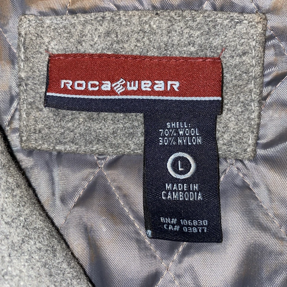 Vintage 90s Rocawear Varsity Wool Leather Jacket Large Hip Hop Streetwear NYC - Image 4 of 4