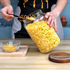 Large Glass Jars,Set of 3 Glass Jars with Wooden Airtight Lids,Food Storage C...