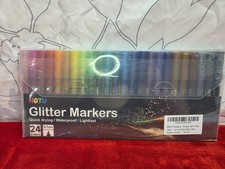 HOTU Glitter Markers 24 Colors 0.7mm Extra-Fine Tip Quick Drying Waterproof