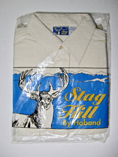 VINTAGE  STAG HILL /Haband Mens Long S Shirt Ivory Waffle Cotton-Poly  LG - NWT