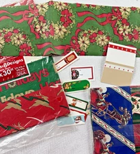 NOS Vtg Wrapping Paper Flat Gift Wrap 16 Patterns Large Sheets Tags Cleo 100 SF