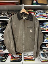 VINTAGE Carhartt Jacket Mens Large Brown Detroit Blanket Lined J43 CHT USA 90s
