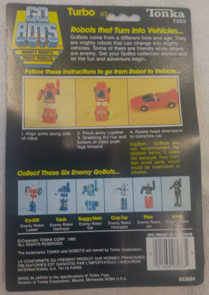 TURBO Friendly Racer (Gobots 1983) Tonka Action Figure NEW + SEALED - Image 2 of 2