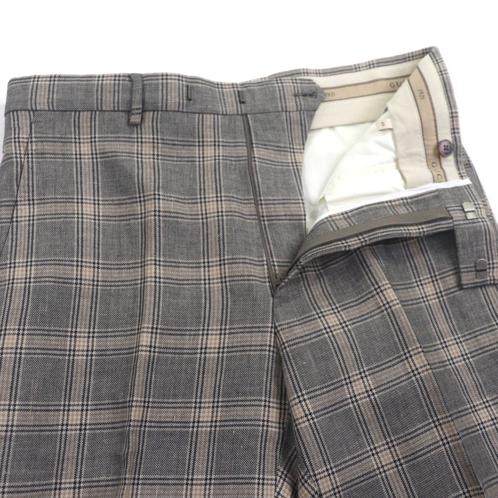 Pristine GUCCI slacks Check Pattern Pants gray li… - image 3