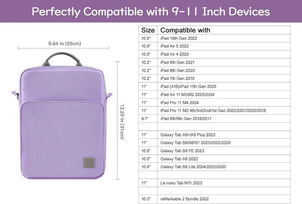 Dadanism 9-11 Inch Tablet Sleeve Bag with Shoulder Strap for iPad A16 11", 10th - Image 2 of 4