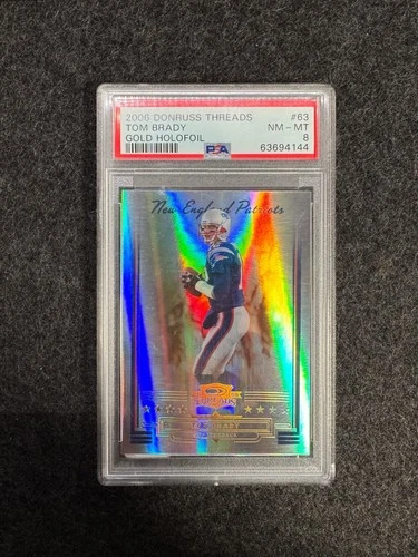 2006 Donruss Playoff Threads TOM BRADY /50 GOLD REFRACTOR HOLO PSA 8 (1 higher)