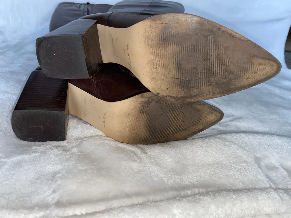 Высокие кожаные сапоги Nine West «Brixie» — размер 9 (шоколадно-коричневые) - Изображение 4 из 4