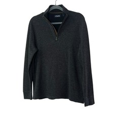 Chaps Men's Dark Gray Mock Neck Quarter Zip Sweater Size M Cotton Blend
