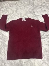 Vintage Izod Lacoste Crew Neck Kids Sweater Maroon Pull-over 28  Chest