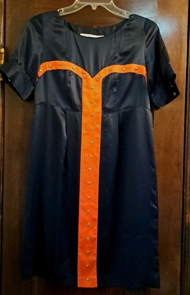 Lauren Moffatt ретро 60-х мод вдохновленный шелк платье ♤ размер 8 ♤ красный / синий Colorblock - Изображение 3 из 4