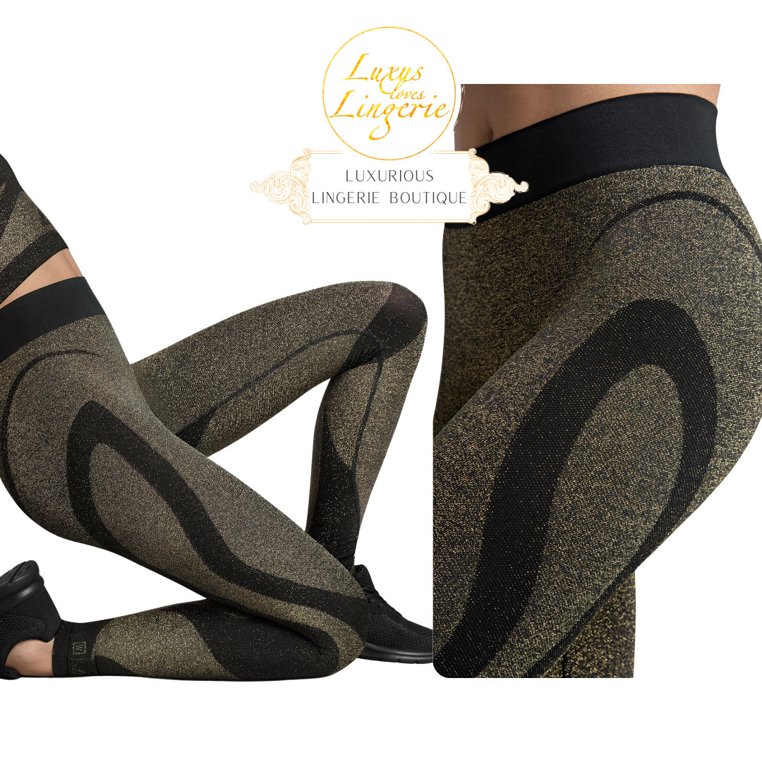 Sheer Motion Leggings By Wolford Black Gold Elastic Sports Yoga Pants