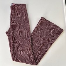 Urban Outfitters Burgundy Optic Knit Print Flare Pants Stretch 70s Retro Small