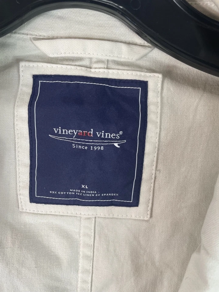 Blazer Vineyard Vines Para Hombre Extra Grande Mezcla de Lino Chaqueta Sin Estructura Bolsillos Foto 3 de 4