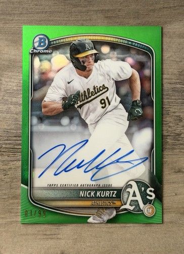 Nick Kurtz [Green] #CPA-NK 2025 Bowman Chrome Prospect Autograph card