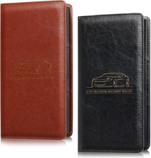 2 Pcs Car Registration and Insurance Card Holder, PU Leather Auto Vehicle Licens