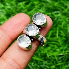 White Topaz Gemstone 925 Sterling Silver Handmade Silver Jewelry Ring