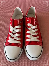 Red Canvas Sneakers – Casual Shoes, New Without Box, Size 11 Women