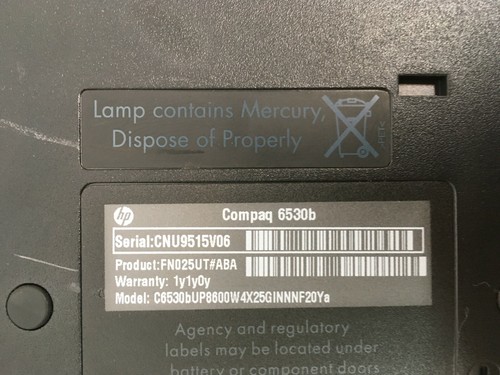 HP Compaq 6530b 14.1" Laptop -Boots to BIOS - INTEL CORE 2 DUO - NO RAM -READ-BB - Picture 8 of 10