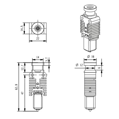 Lot tête d'impression 3D E3 V6 Hotend pour Ender 3/Ender 3 V2/Ender 3 Pro/Voron 2.4/CR10 - Photo 22/28